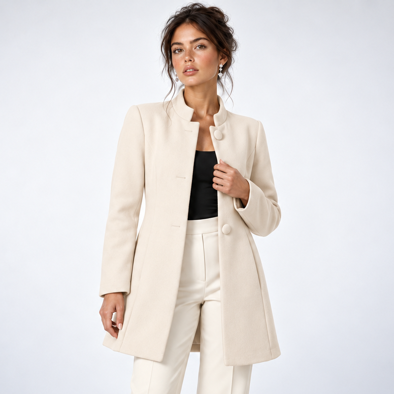 Sonia – Elegancka kurtka ze stójką – Biały