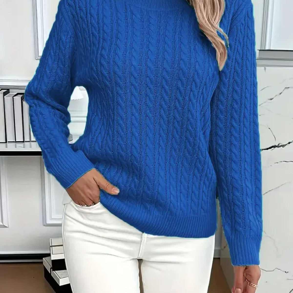 Lucyna – Sweter w warkocze z okrągłym dekoltem