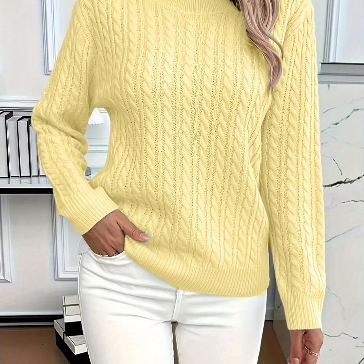 Lucyna – Sweter w warkocze z okrągłym dekoltem