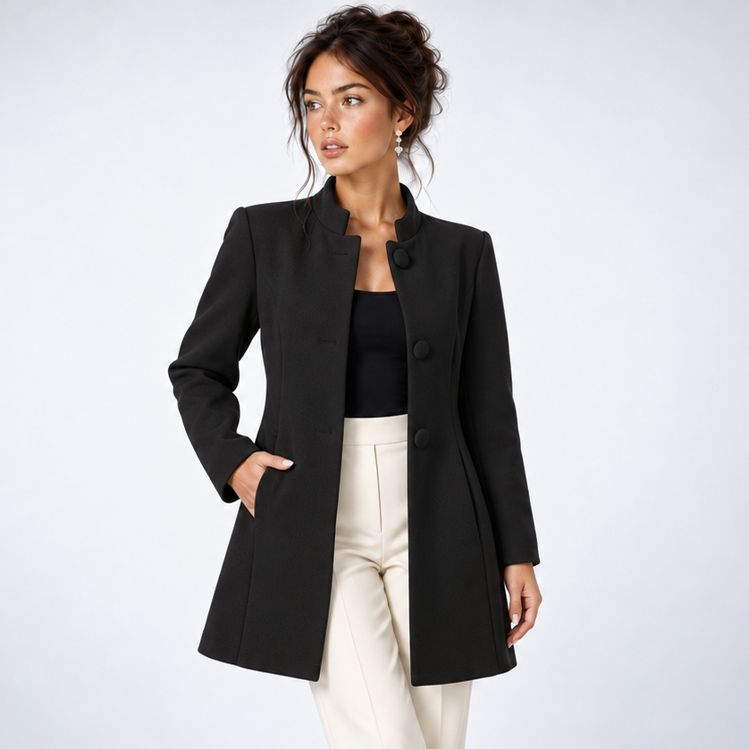 Sonia – Elegancka kurtka ze stójką – Czarny