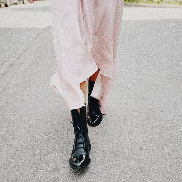 Mścisława – Sznurowane botki w stylu vintage z ociepleniem