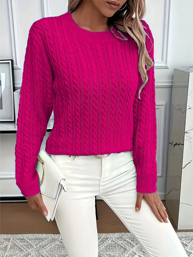 Lucyna – Sweter w warkocze z okrągłym dekoltem