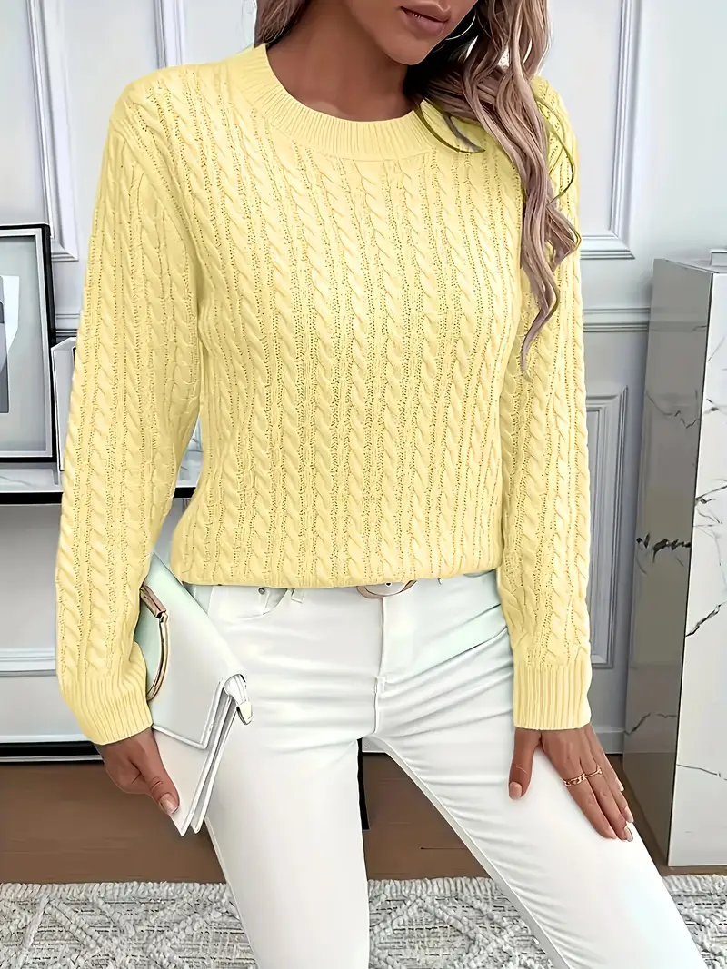 Lucyna – Sweter w warkocze z okrągłym dekoltem