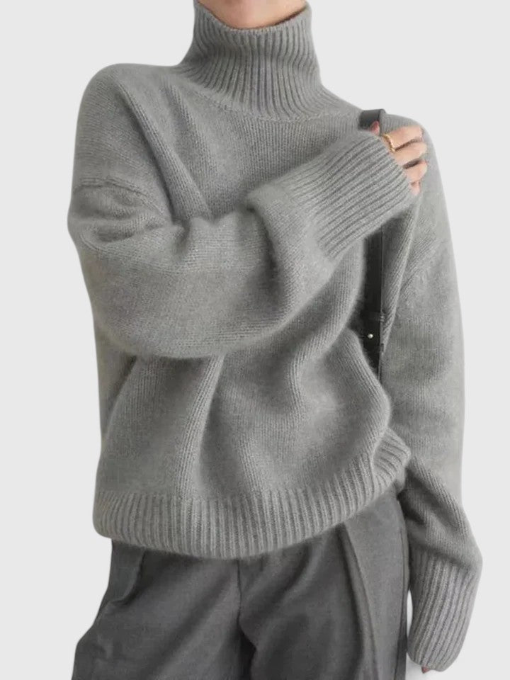 Ariadna – Sweter ze stójką o swobodnym kroju – Szary