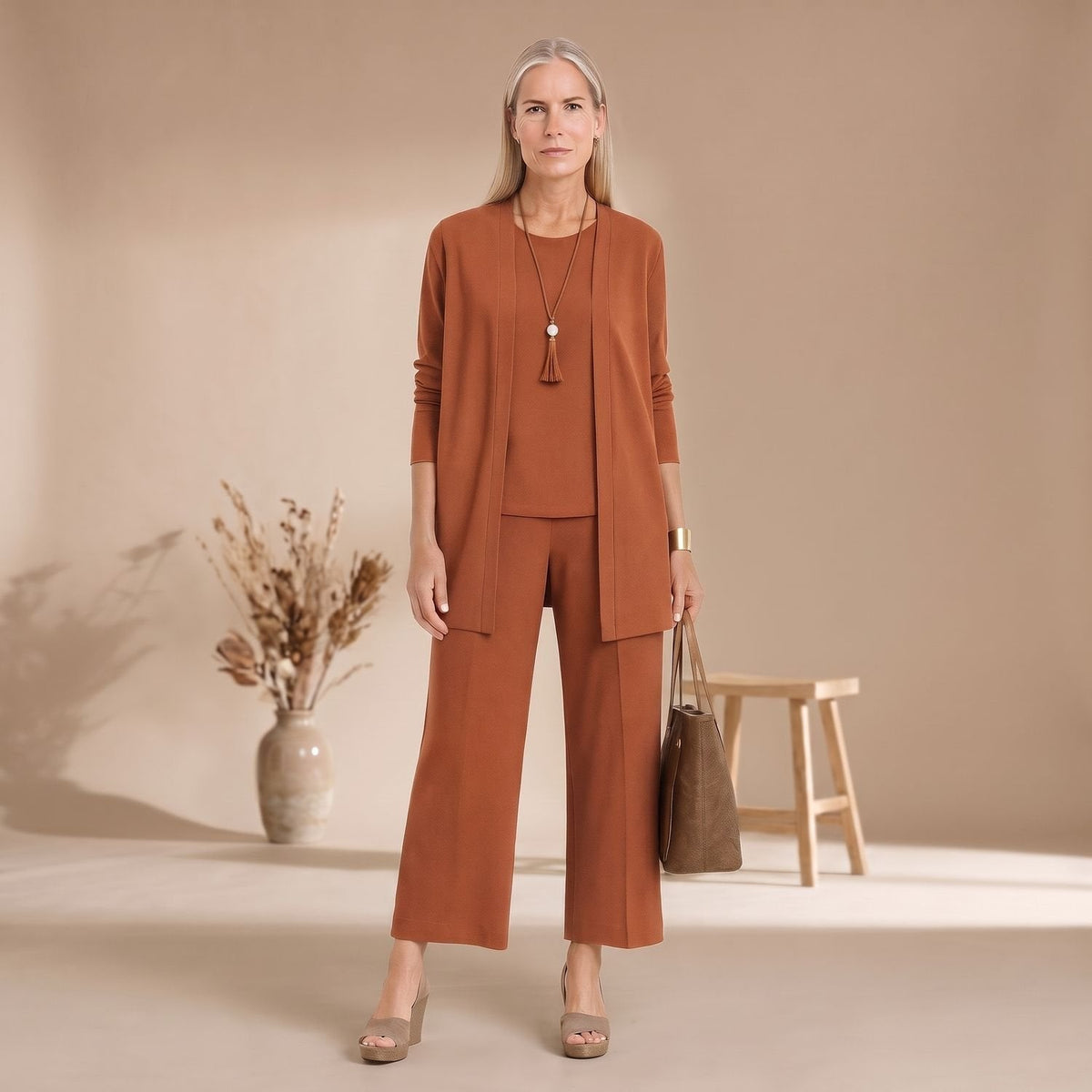 Herminia – Komplet z kardiganem i spodniami culotte