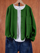 Łucja – Przytulny kardigan z dużymi kieszeniami – Ciemnozielony