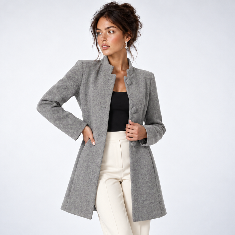 Sonia – Elegancka kurtka ze stójką – Szary