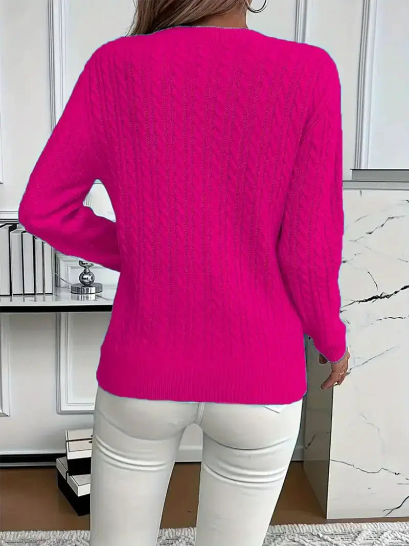 Lucyna – Sweter w warkocze z okrągłym dekoltem