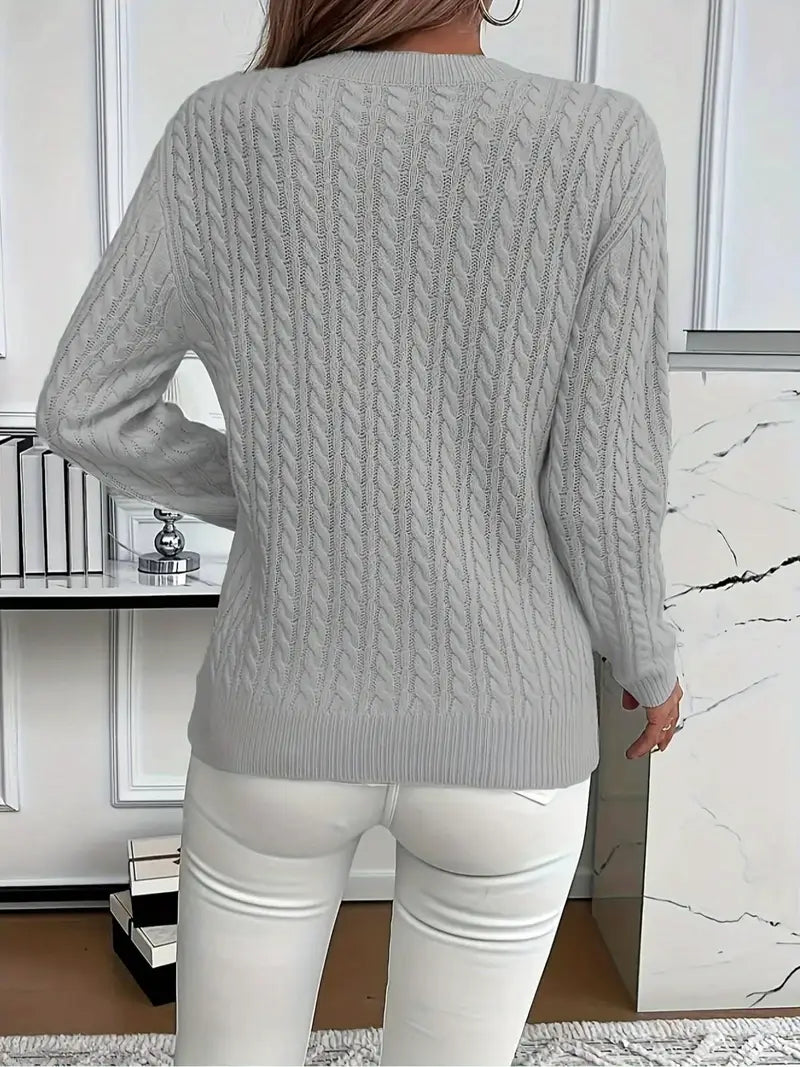 Lucyna – Sweter w warkocze z okrągłym dekoltem