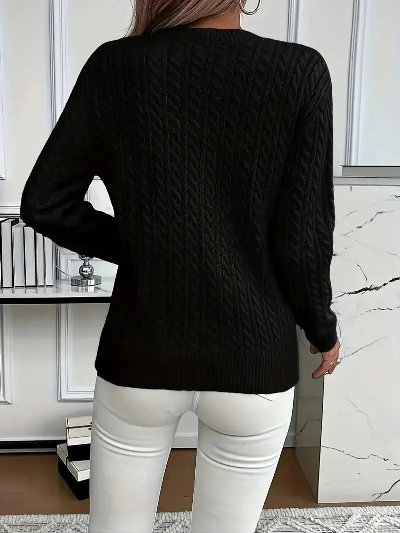 Lucyna – Sweter w warkocze z okrągłym dekoltem
