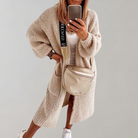 Stefania – Otwarty kardigan z kieszeniami o swobodnym kroju – Khaki