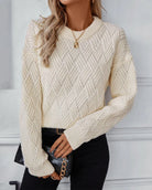 Aurelia – Elegancki sweter z delikatnej dzianiny z okrągłym dekoltem – Morelowy