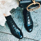 Mścisława – Sznurowane botki w stylu vintage z ociepleniem
