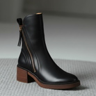 Arleta – Eleganckie botki na słupku z zamkiem