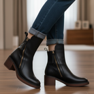 Arleta – Eleganckie botki na słupku z zamkiem