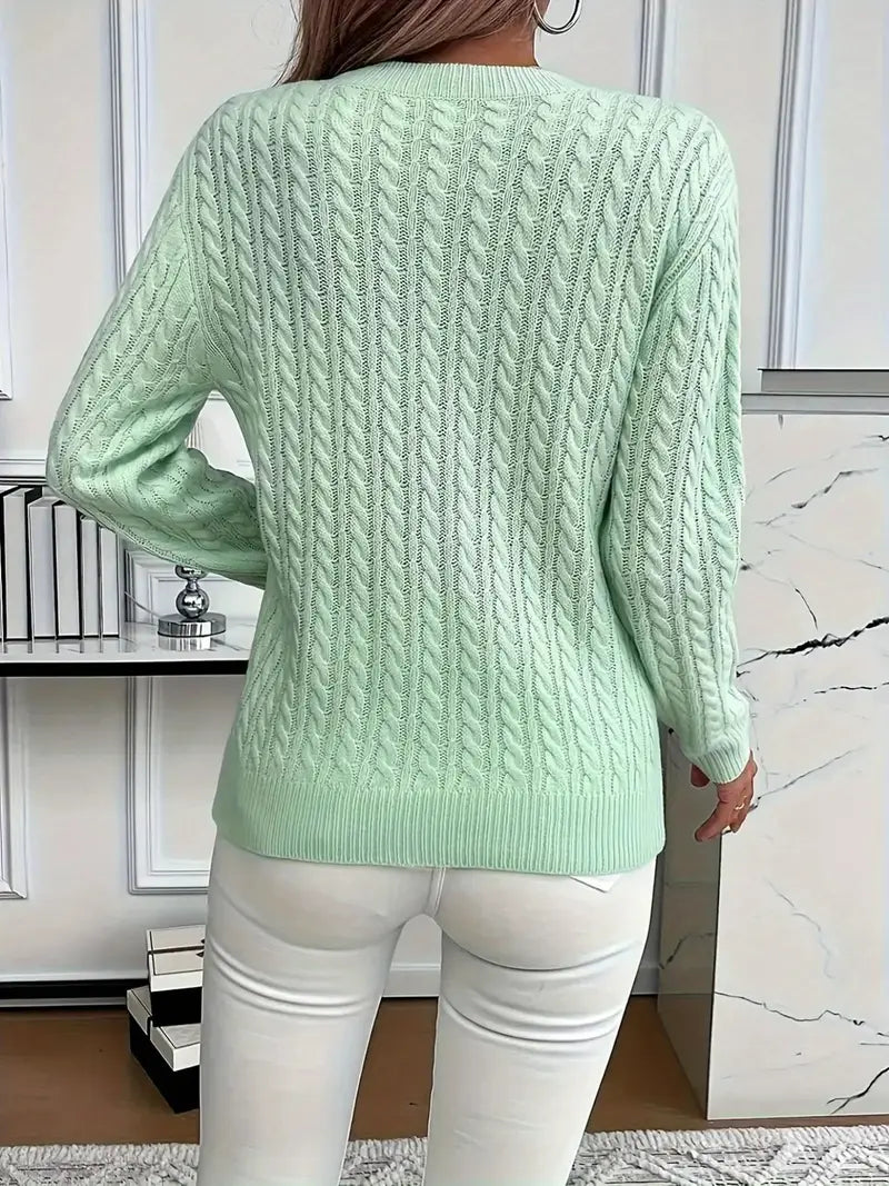 Lucyna – Sweter w warkocze z okrągłym dekoltem