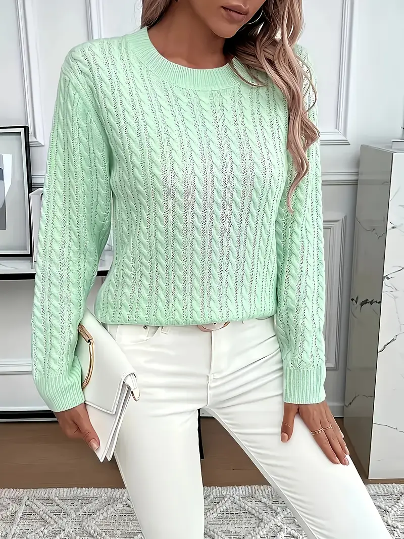 Lucyna – Sweter w warkocze z okrągłym dekoltem