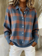 Euzebia – Dzianinowa koszula w kratę oversize