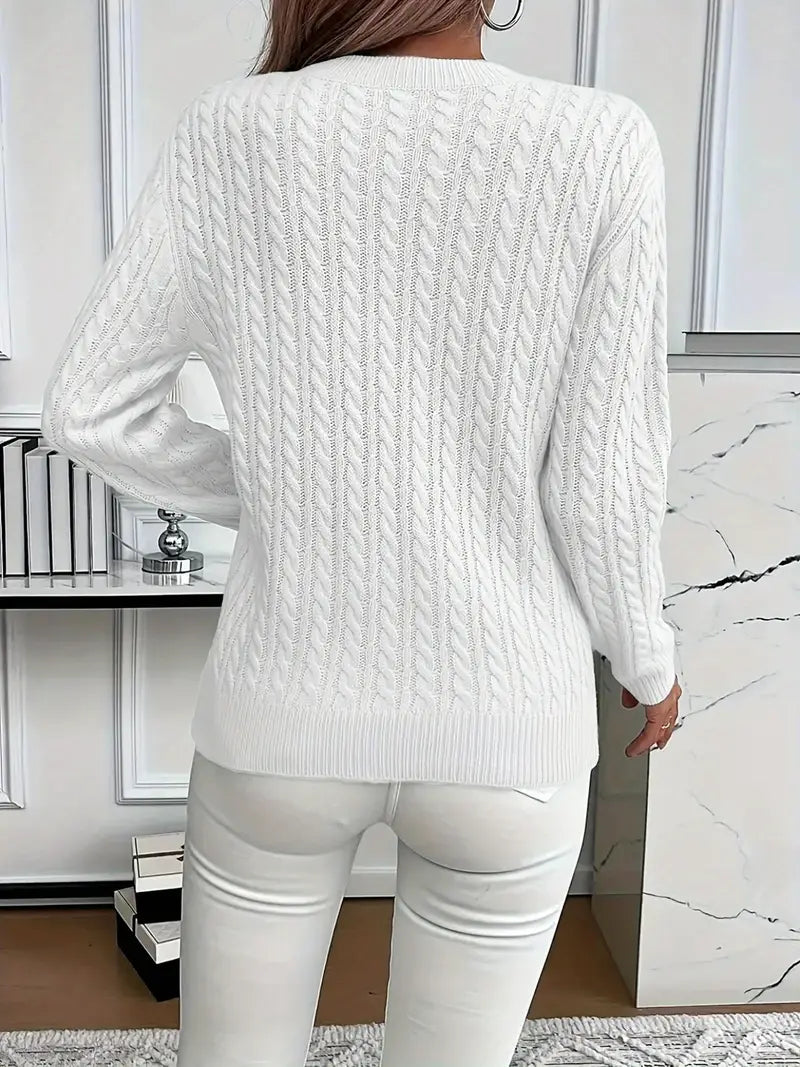 Lucyna – Sweter w warkocze z okrągłym dekoltem
