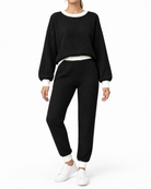 Kornelia – Dzianinowy komplet: sweter i spodnie – Czarny