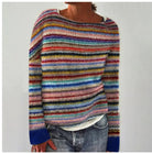 Wirginia – Sweter oversize z żakardowym wzorem przy dekolcie – Wielokolorowy