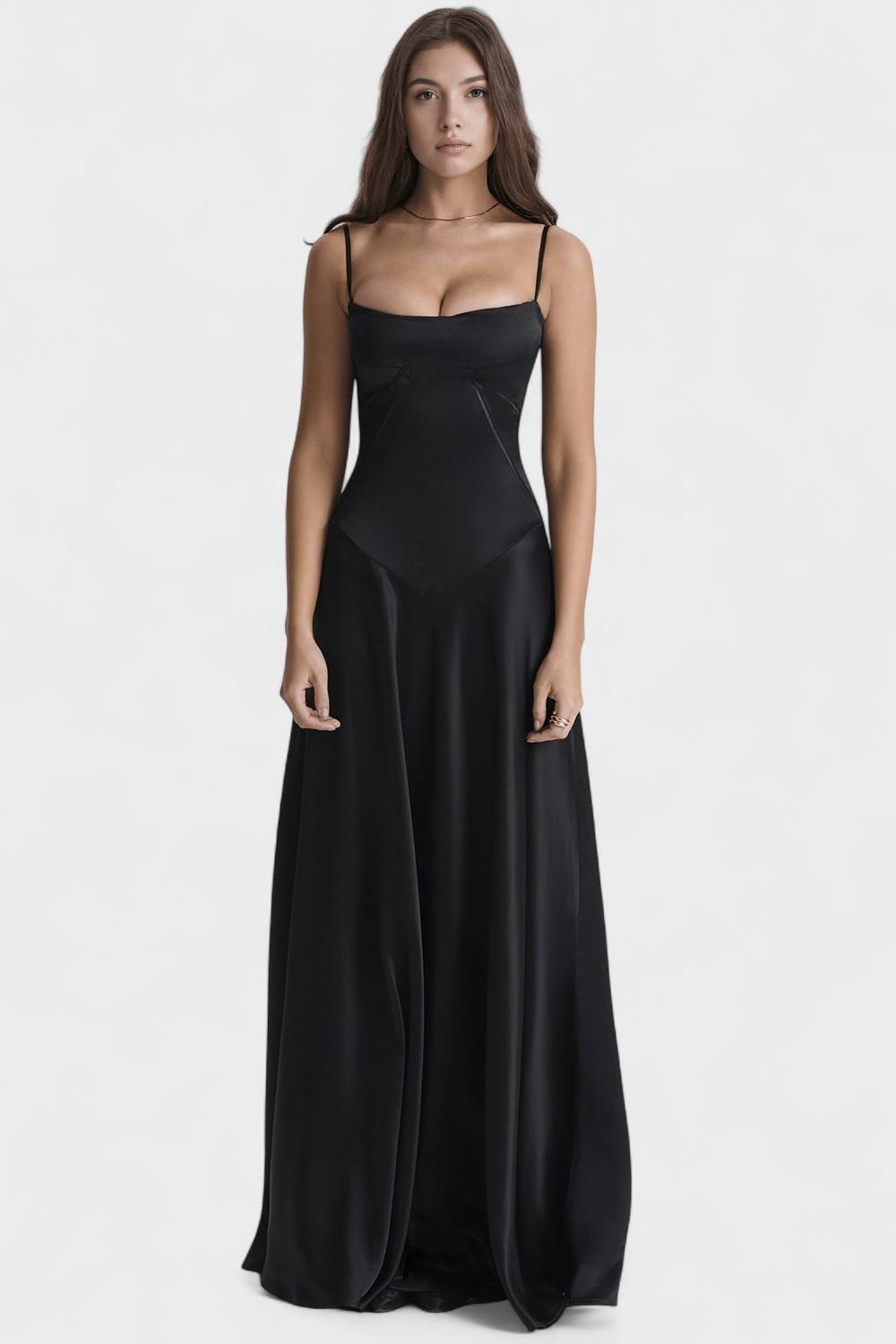 Sukienka maxi damska – długa, zwiewna sukienka na lato | elegancki casualowy krój – Czarny