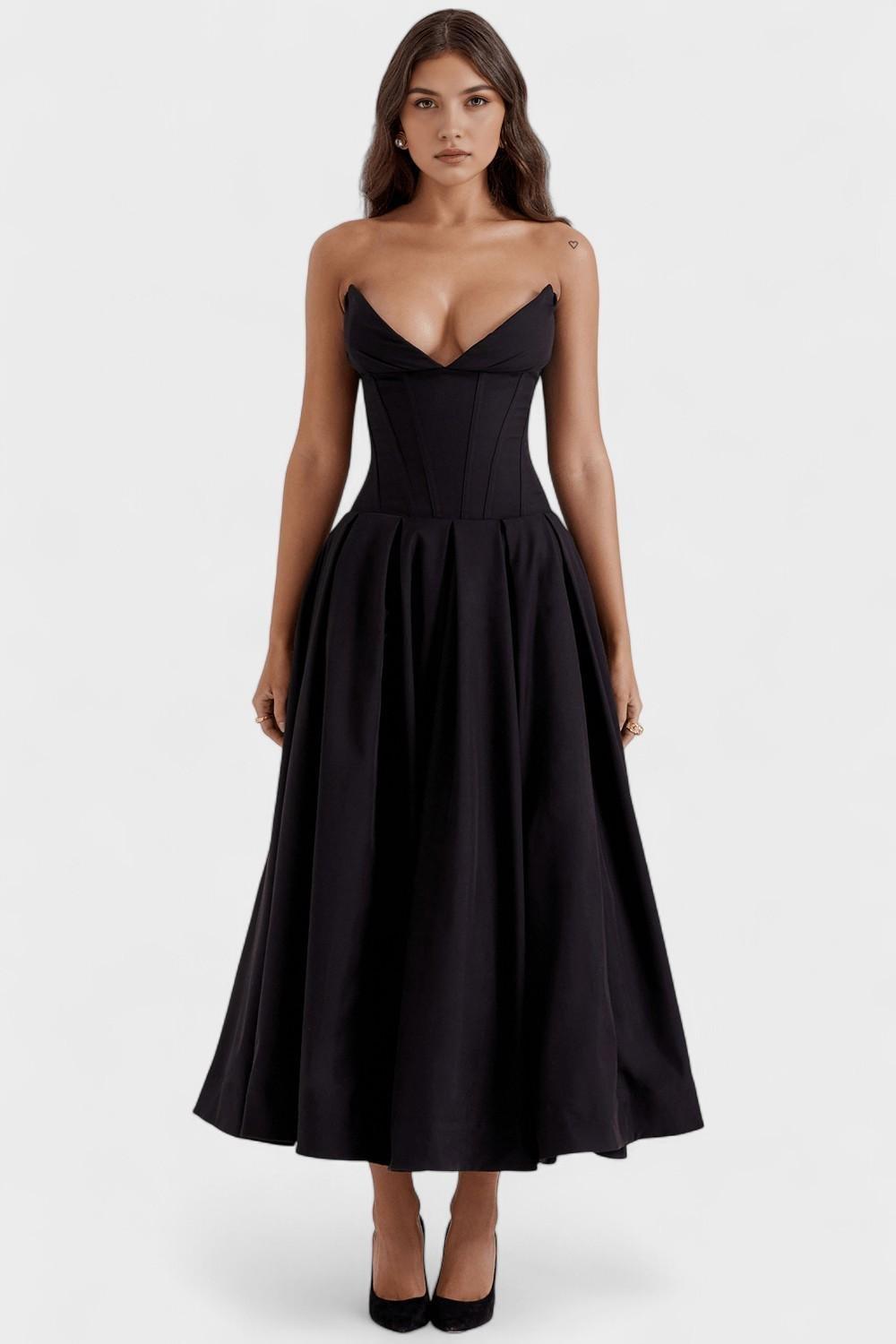 Sukienka maxi damska – długa, zwiewna sukienka letnia | elegancki casualowy styl – Czarny