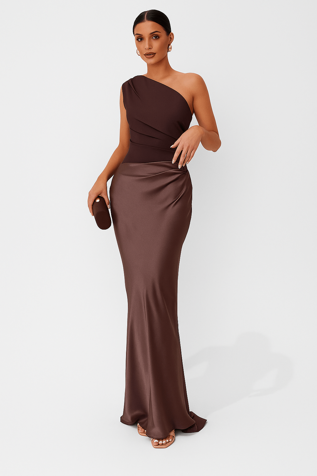 Sukienka maxi damska – długa elegancka sukienka letnia | zwiewny casualowy krój – Brązowy