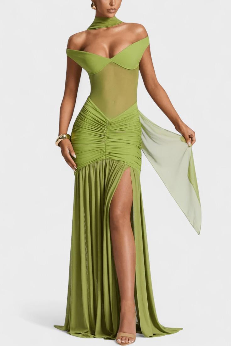 Sukienka maxi damska - długa, zwiewna sukienka letnia | elegancki casualowy krój – Oliwkowy