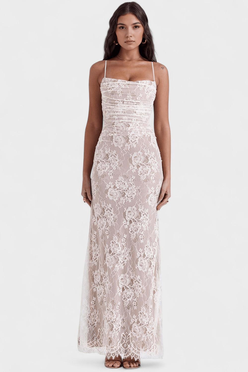 Sukienka maxi damska – długa, zwiewna sukienka letnia | elegancki casualowy krój – Biały