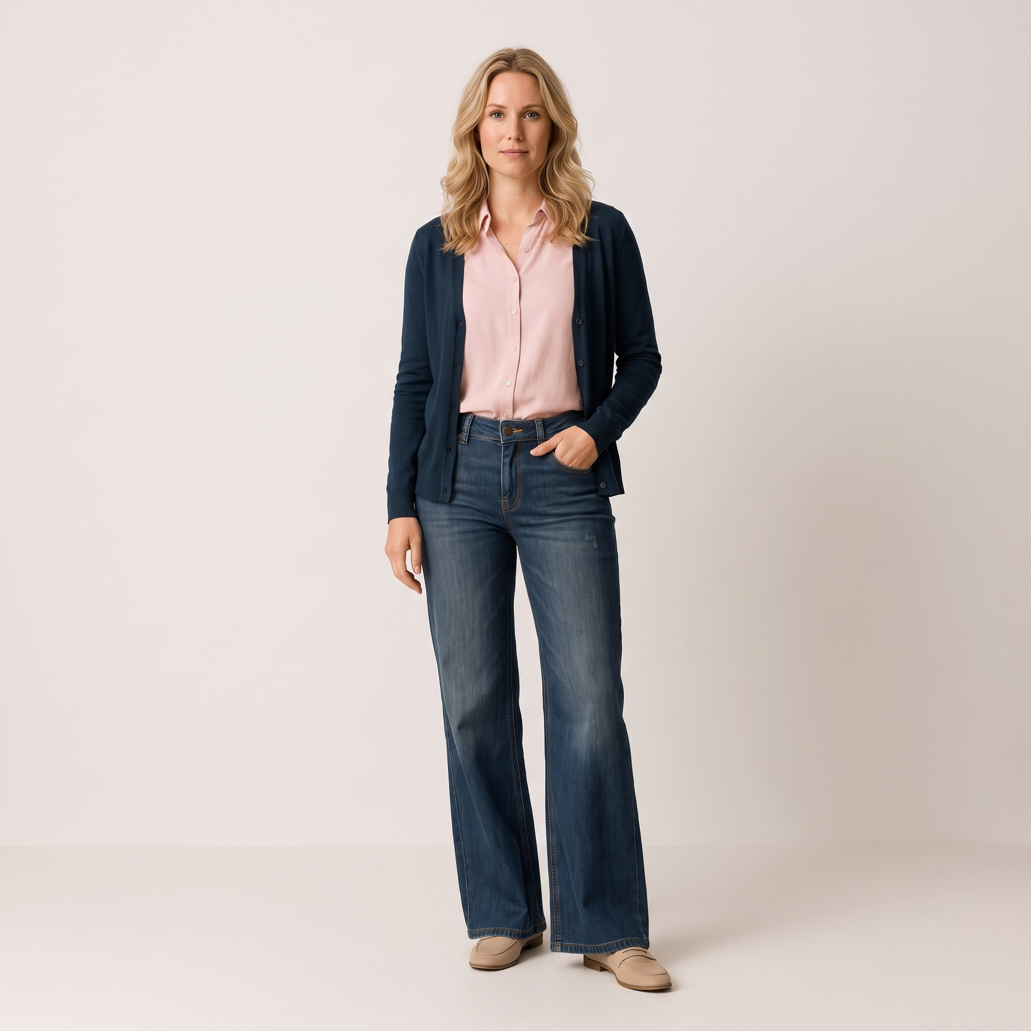 Majken Wide Leg Jeans – Dżinsy z szeroką nogawką – Niebieski