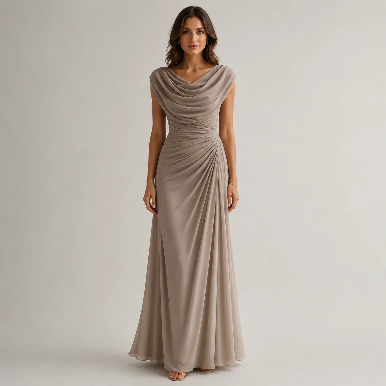 Sukienka maxi Sofie z drapowanym dekoltem – Khaki