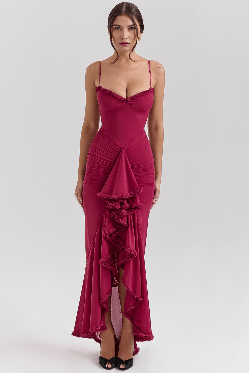 Sukienka maxi damska – długa elegancka sukienka letnia | lekki casualowy krój – Bordowy