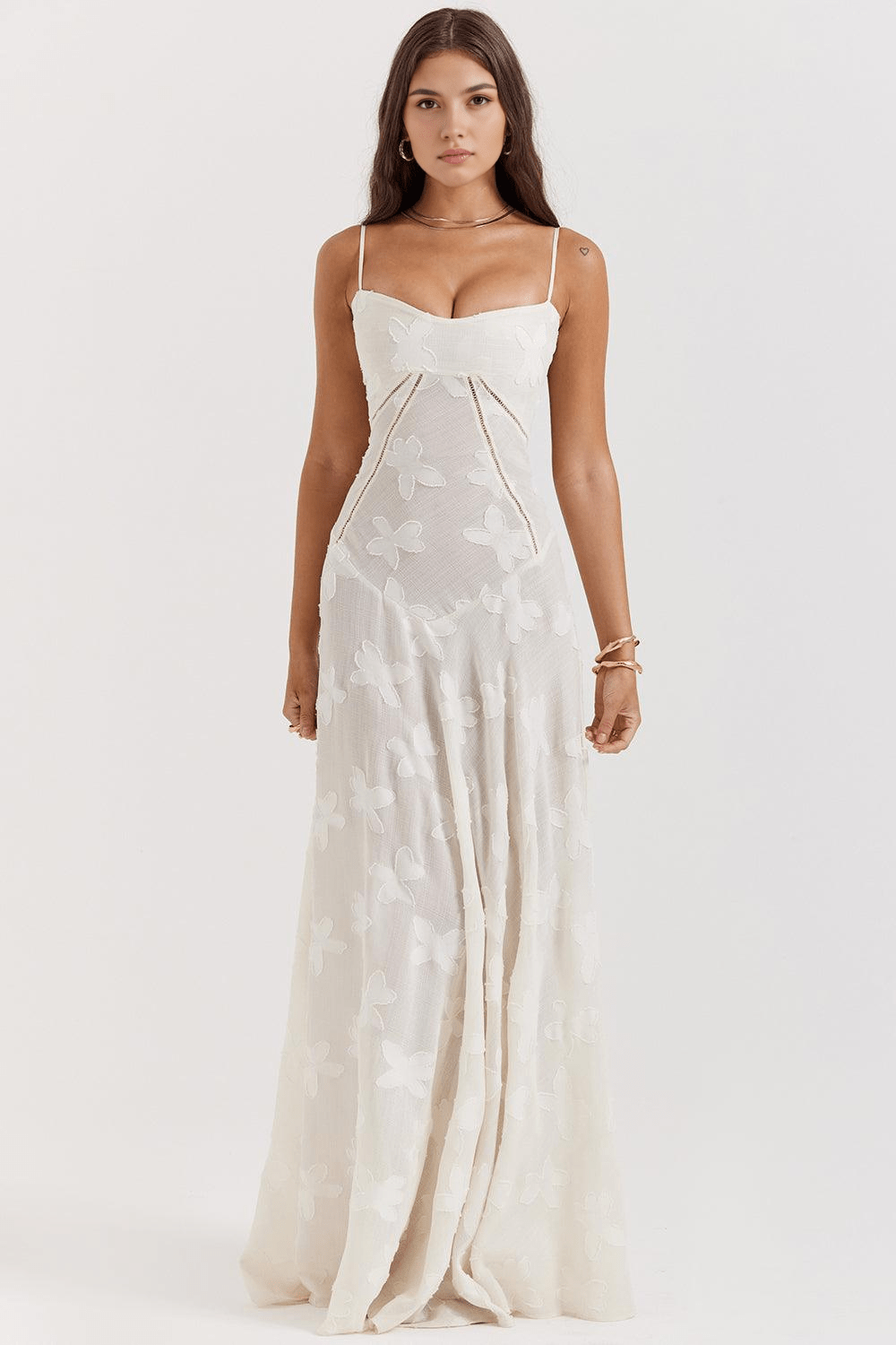 Sukienka maxi damska – długa, zwiewna sukienka letnia | elegancki casualowy krój – Biały