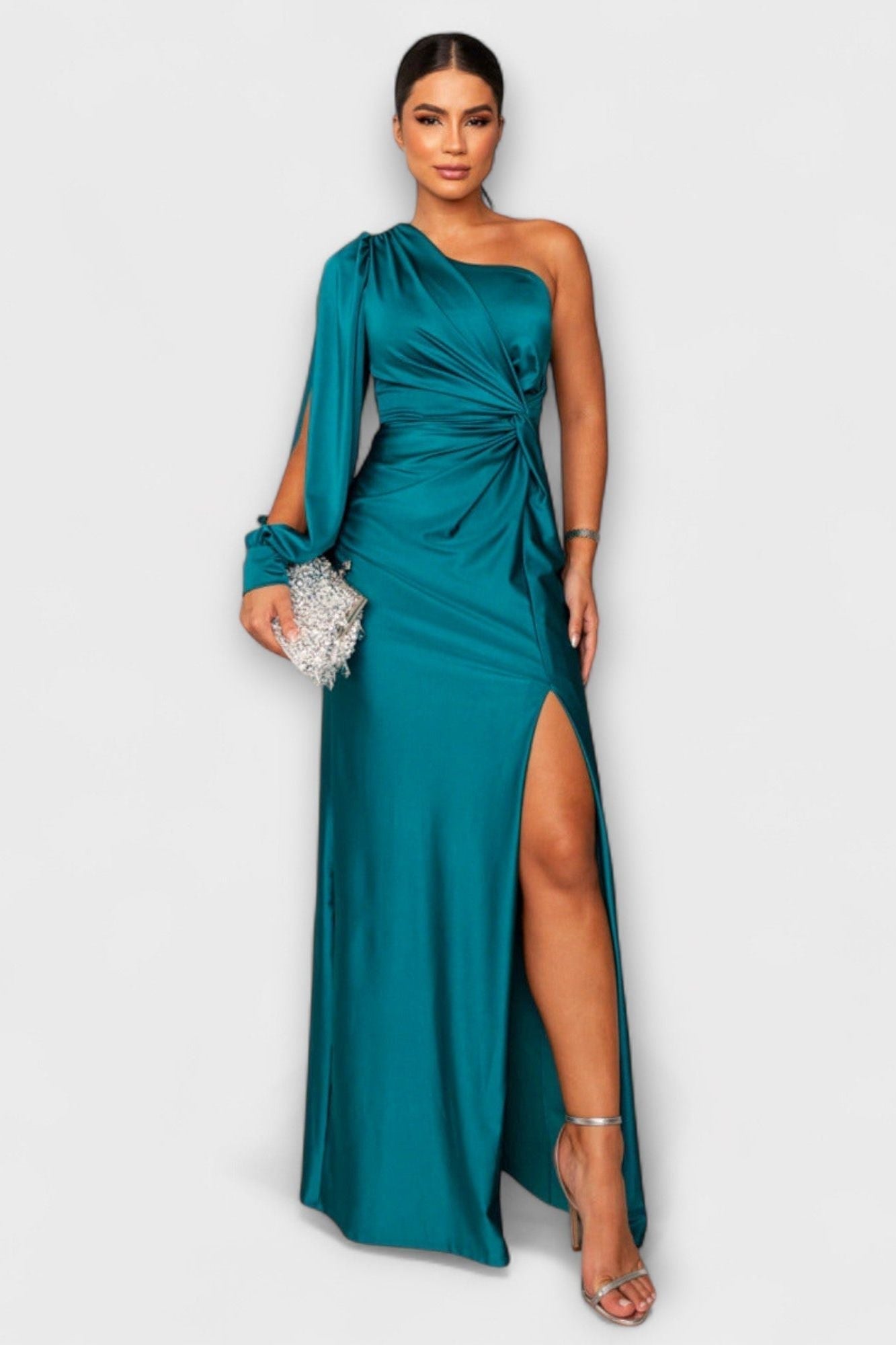 Sukienka maxi damska – długa, zwiewna sukienka letnia | elegancki casualowy krój – Turkusowy