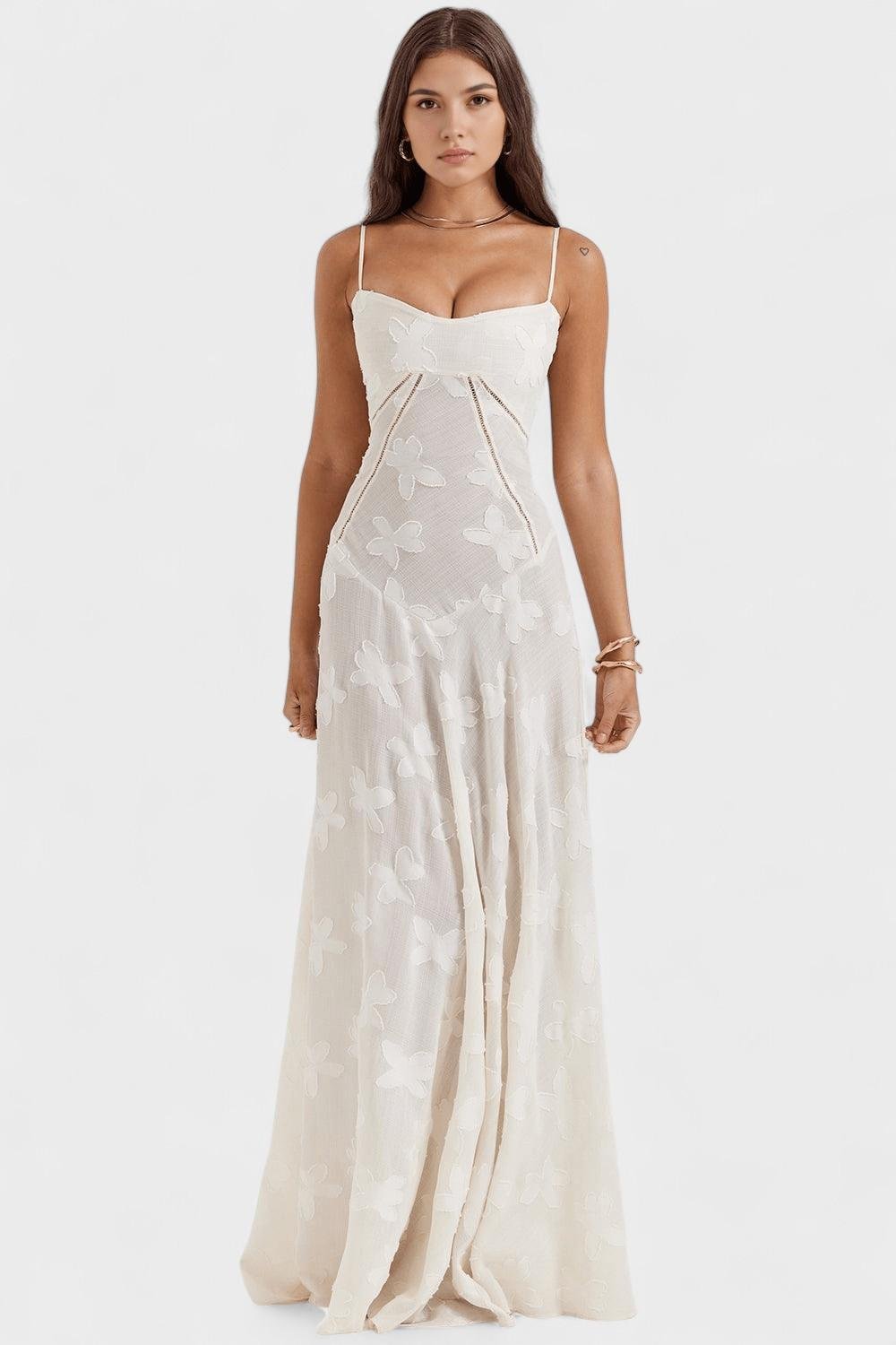 Sukienka maxi damska – długa, zwiewna sukienka letnia | elegancki casualowy krój – Biały