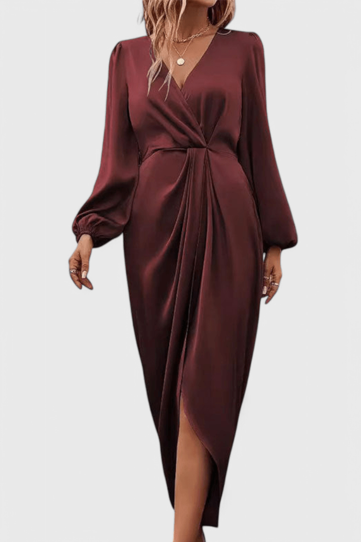 Sukienka maxi damska – długa, zwiewna sukienka letnia | elegancki casualowy krój – Bordowy