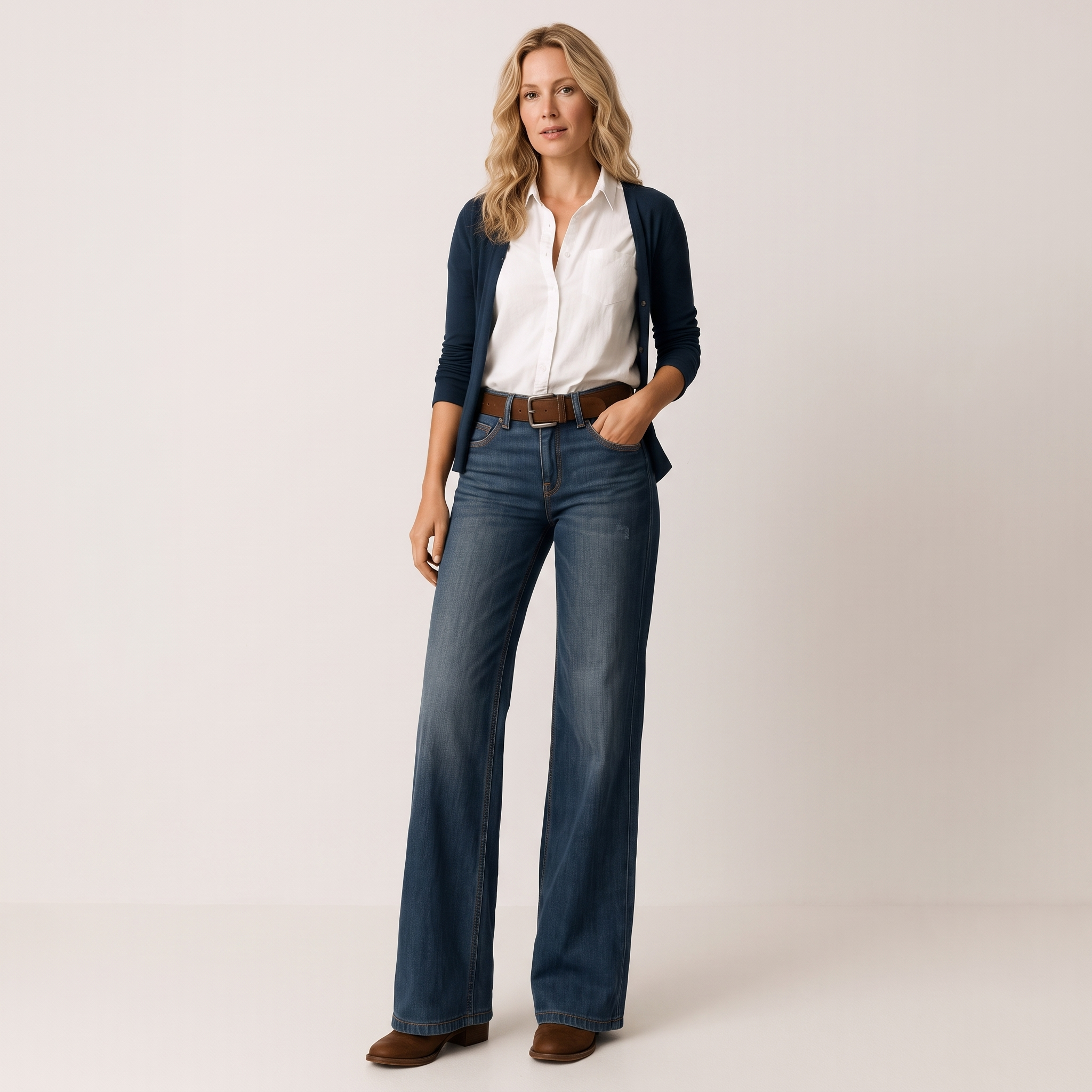 Majken Wide Leg Jeans – Dżinsy z szeroką nogawką – Niebieski (detail)