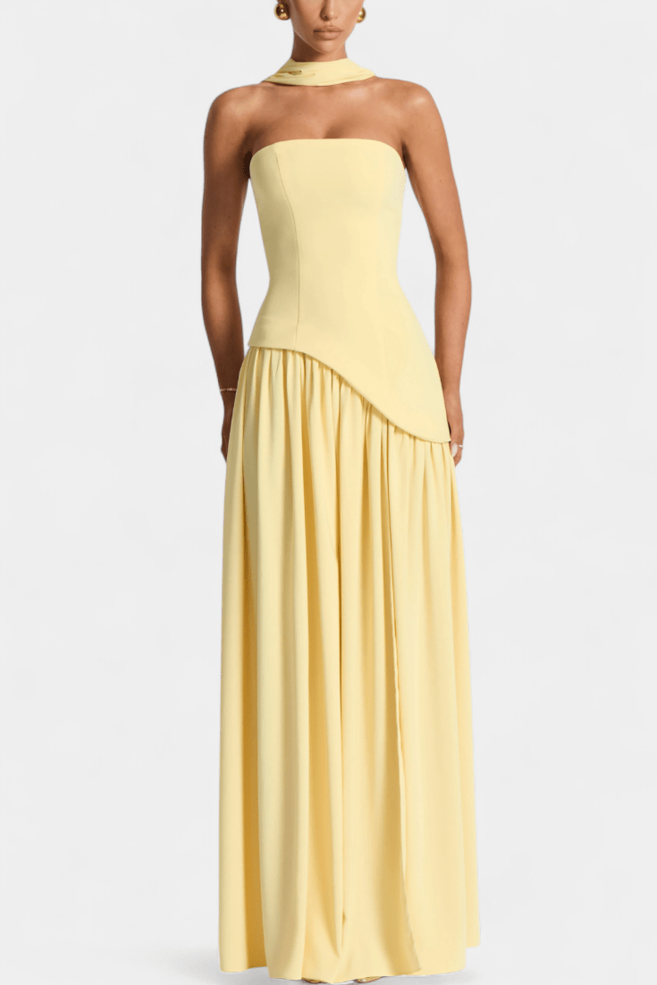 Sukienka maxi damska – długa elegancka sukienka na lato | lekki casualowy krój – Żółty