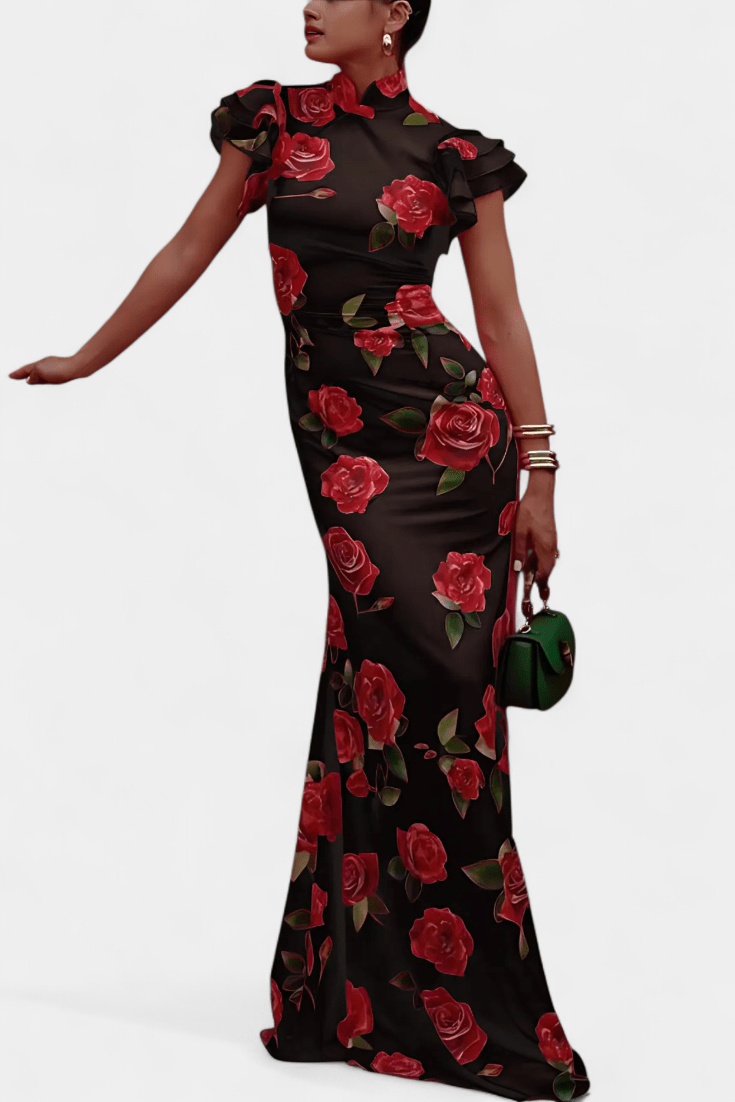 Sukienka maxi damska – długa, zwiewna sukienka letnia | elegancki casualowy krój – Czarny