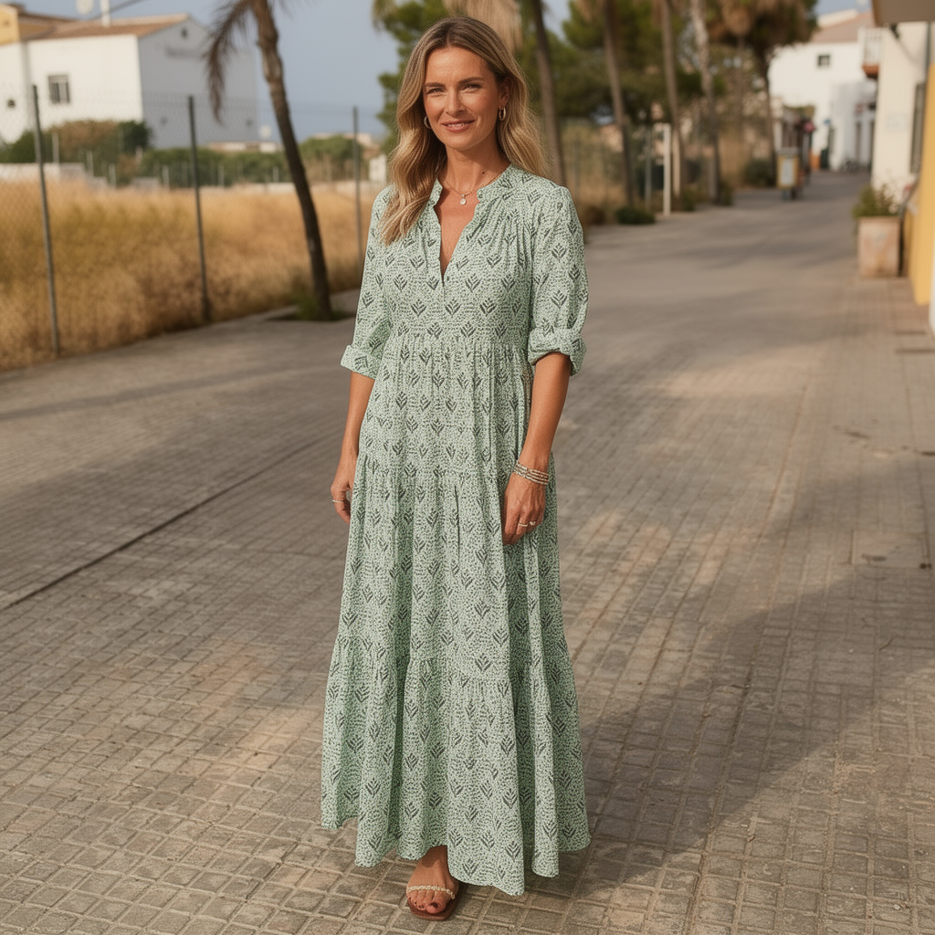Sukienka maxi Sanne z printem paisley – Zielony