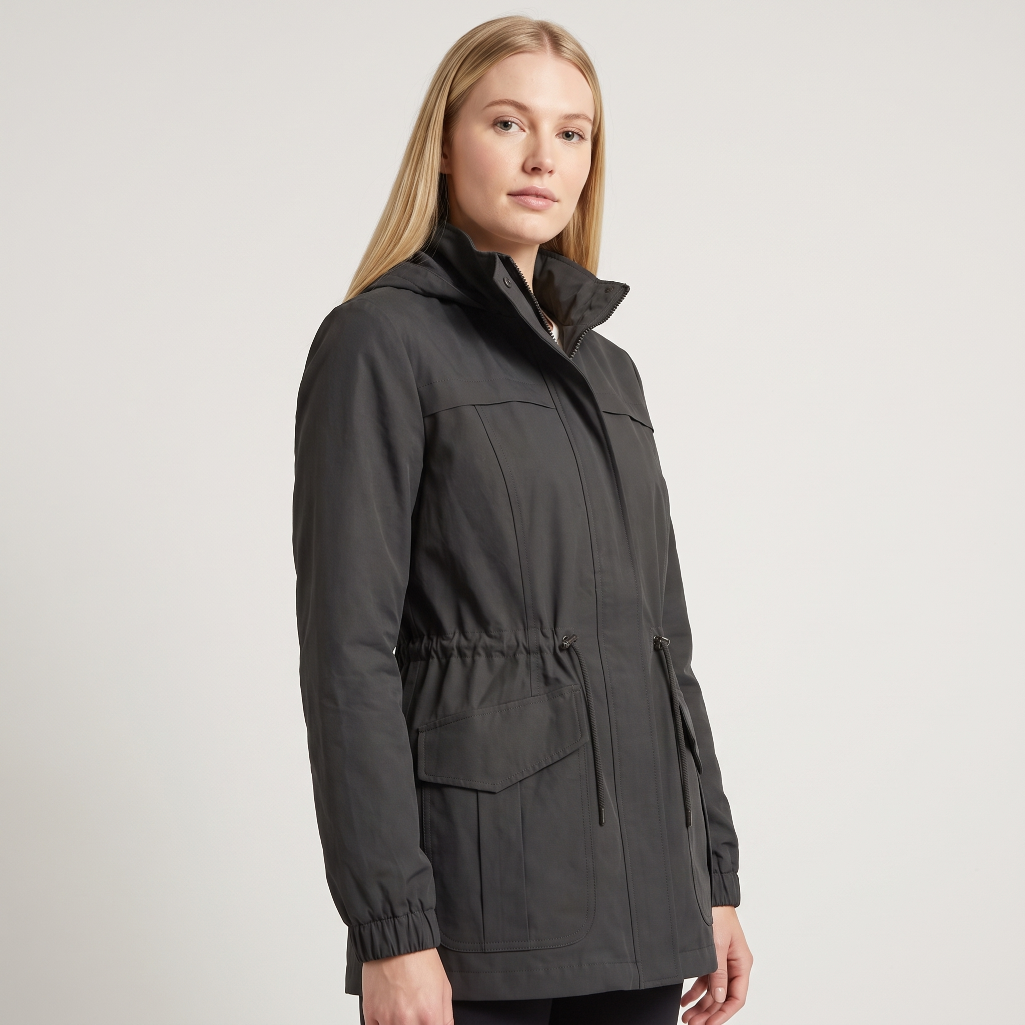 Kurtka utility damska z regulowaną talią i stójką – Czarny (detail)