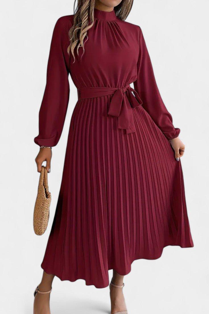 Sukienka maxi damska – długa, zwiewna sukienka na lato | elegancki casualowy krój – Bordowy