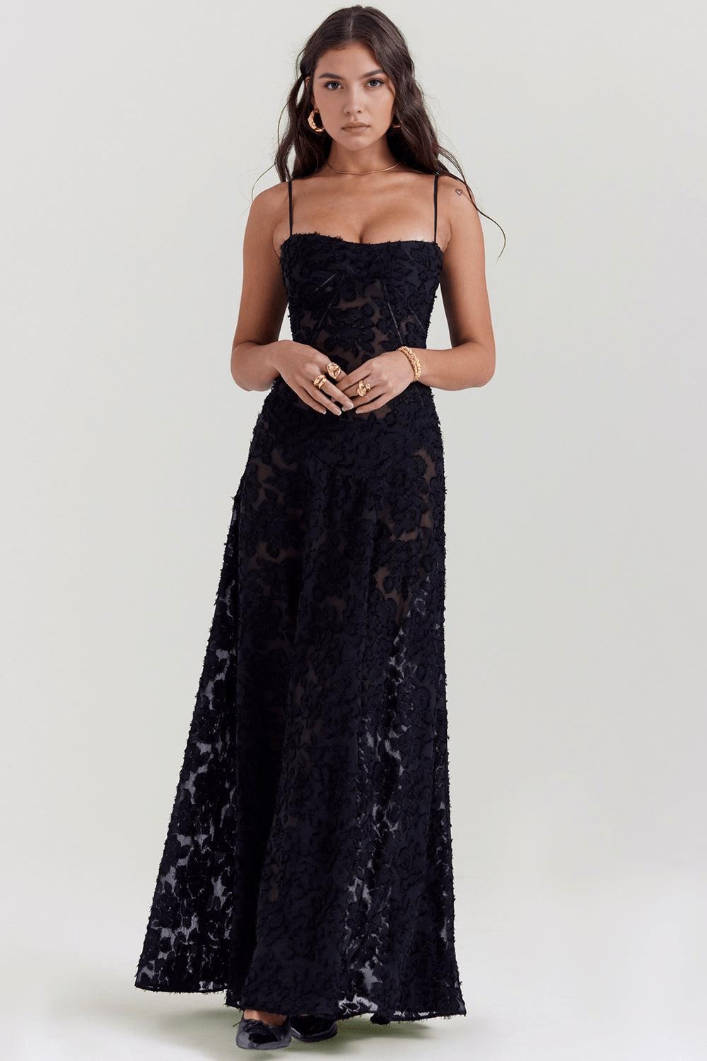 Sukienka maxi damska – długa, zwiewna sukienka letnia | elegancki casualowy krój – Czarny