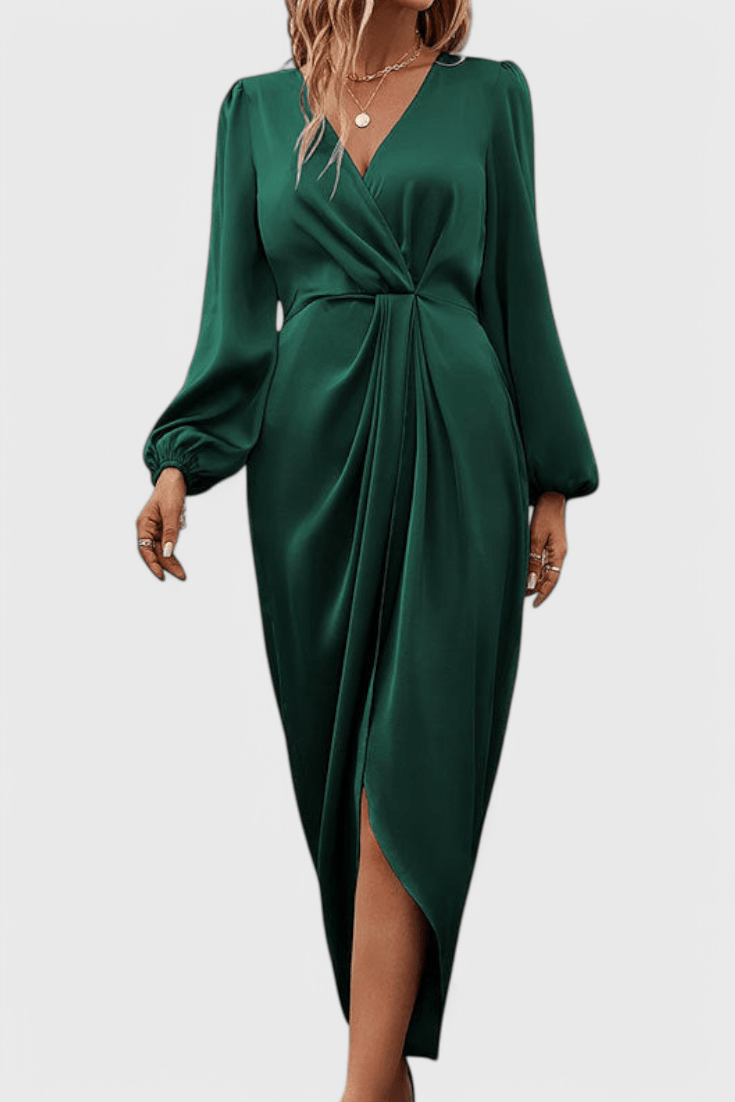 Sukienka maxi damska – długa, zwiewna sukienka letnia | elegancki casualowy krój – Ciemnozielony
