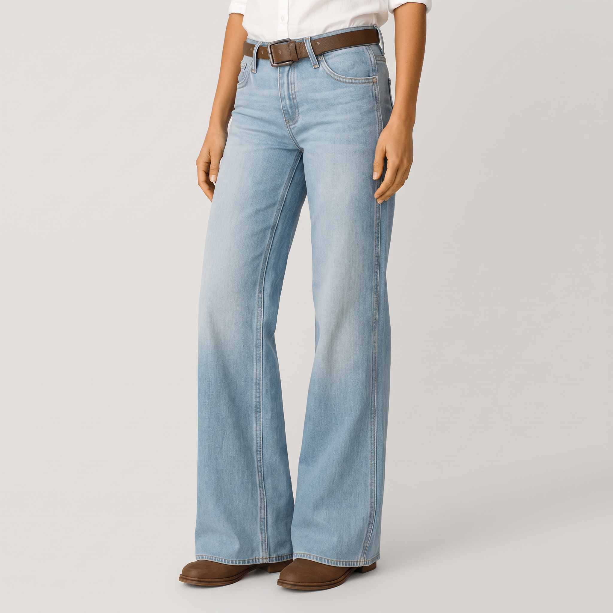 Majken Wide Leg Jeans – Dżinsy z szeroką nogawką – Jasnoniebieski (detail)