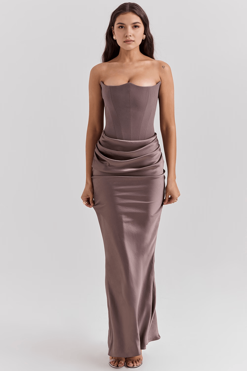 Sukienka maxi damska – długa, zwiewna letnia sukienka | elegancki casualowy krój – Szary