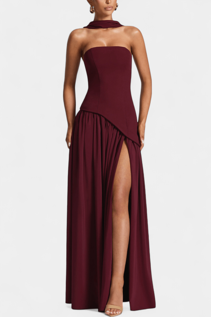 Sukienka maxi damska – długa elegancka sukienka na lato | lekki casualowy krój – Bordowy