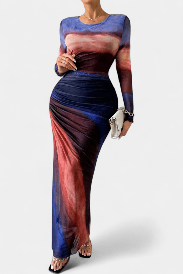 Sukienka maxi damska – długa, zwiewna sukienka letnia | elegancki casualowy krój – Niebieski