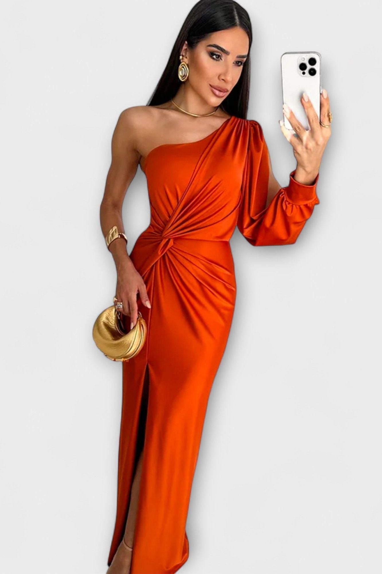 Sukienka maxi damska – długa, zwiewna sukienka letnia | elegancki casualowy krój – Pomarańczowy
